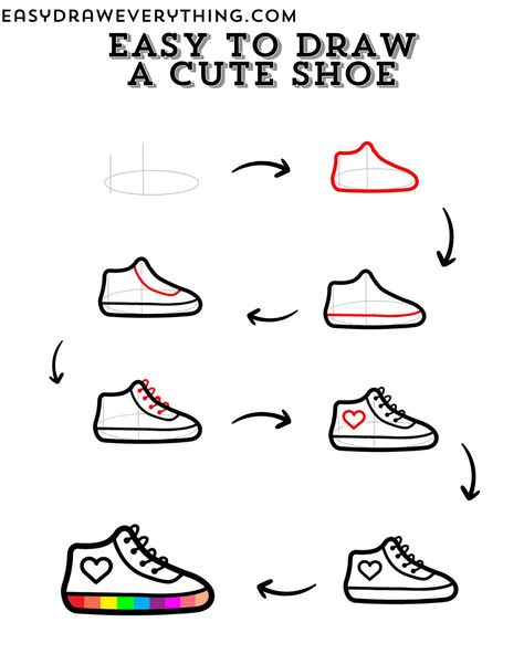 Cute shoe drawing Different Shoes Drawing, Simple Shoe Drawing, How To Draw Shoes Easy, Eagle Drawing Easy, How To Draw Heels, Shoe Drawing, Drawings For Beginners, Sketchbook Diary, Sneakers Drawing