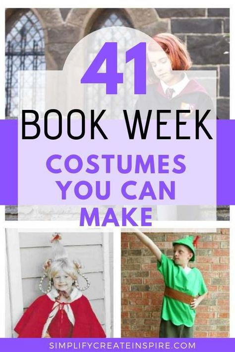 Avoid the last minute Book week panic with these simple ideas you can make at home plus a few you can buy too in case you're short on time! Easy DIY Book Week costumes for kids for 2019 - Reading is my superpower theme #bookweek #costumesforkids #diycostume Diy Book Week Costumes, Boys Book Character Costumes, Easy Book Character Costumes, Book Week Costume Ideas, Easy Book Week Costumes, Storybook Costumes, Kids Book Character Costumes, World Book Day Outfits, Book Week Costumes