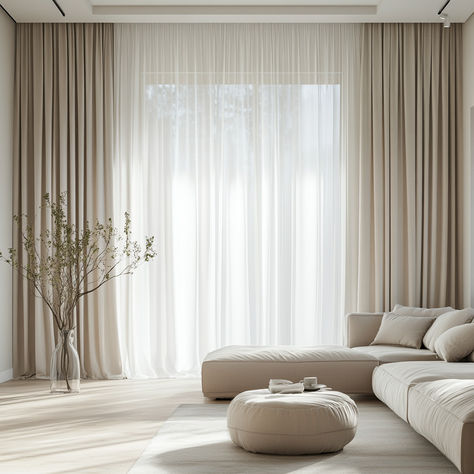 Choose curtains that lightly touch the floor to visually elongate the room. ⁣ ⁣ Hang the curtain rod about 4-6 inches above the window to create the illusion of greater height.⁣ ⁣ #decoration #decor #interiordecor #interiorinspiration #interiorinspo #curtains Long Curtains On Small Windows, 2 Curtains On 1 Rod, Floor Ceiling Curtains, Floor To Ceiling Linen Curtains, Curtains Across Entire Wall, Floor To Ceiling Windows Curtains, Corner Curtain Rod Ideas, Floor To Ceiling Curtains Bedroom, Floor To Ceiling Curtains Living Room