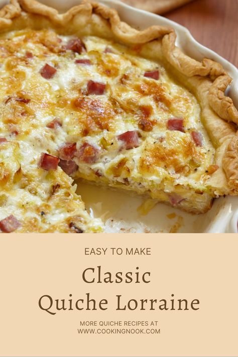 French Quiche, Classic Quiche Lorraine, Bacon Quiche Recipe, Classic Quiche, Bacon And Cheese Quiche, Double Pie Crust, Quiche Lorraine Recipe, Easy Quiche, Breakfast Quiche Recipes