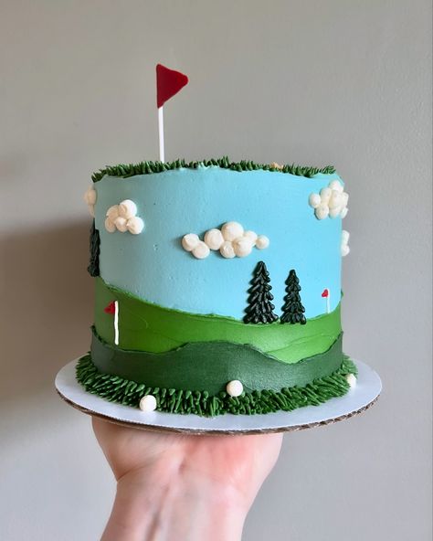 I don’t like golf, but I like this cake and that’s basically the same thing ⛳️ 🏌🏼‍♂️ • • Order sporty birthday cakes on our website 🔗 in bio! • • #golfcake #buttercreamcakes #buttercreamcake #buttercream #buttercreamart #customcake #cakedecorating #cakestagram #cakedesign #instacake #cakeideas #vermontbakery #vermontbaker #homebaker #homebakery #bakergram #vermont #madeinvermont #madeinvt #shelburnevermont #shelburnevt #bluehousebakeshop #cake #baker #pastrychef Golf Cake Buttercream, Golf Themed Cakes, Golf Birthday Cakes, Golf Cake, Golf Birthday Party, Sport Cakes, Golf Theme, Golf Birthday, Kids Cakes