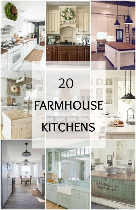 Love farmhouse style from Fixer Upper?! Take a look at these 20 gorgeous Farmhouse kitchens and see how you can get some Fixer Upper style in your own home. Rustic Farm Kitchen Island, Industrial Farmhouse Kitchen Cabinets, Modern Farmhouse Kitchens Cabinets, Warm Farmhouse Kitchen, Modern Farmhouse Kitchen Design, Farmhouse Kitchen Design Ideas, Industrial Farmhouse Kitchen, Modern Farmhouse Kitchen Ideas, Fixer Upper Kitchen