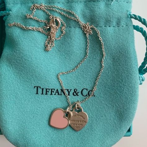 Tiffany’s double heart tag necklace Tiffany Two Heart Necklace, Tiffany Double Heart Necklace Pink, Tiffany Pink Heart Necklace, Heart Tiffany Necklace, Tiffany Double Heart Necklace, Tiffany Heart Tag Necklace, Tiffany Heart Necklace, Couple Initial Necklace, Heart Necklace Tiffany