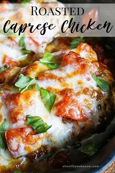 Roasted Tomato Chicken, Baked Caprese, Chicken Caprese Recipe, Baked Caprese Chicken, Chicken Board, Caprese Bruschetta, Chicken Dishes For Dinner, Chicken Caprese, Pesto Mozzarella