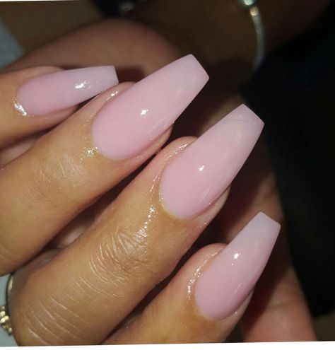 Wedding Acrylic Nails For Bride French Tip, Natural Pink Coffin Acrylic Nails, Coffin Milky Pink Nails, Milky Pink Coffin Acrylic Nails, Sheer Pink Coffin Acrylic Nails, Milky Pink Nails Coffin, Soft Light Pink Nails, Medium Length Ballerina Nails, Gel Overlay Nails Natural Short French Tip