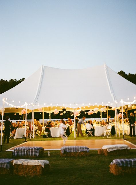 outdoor tent reception. I like the dance floor outside of the tent. no hay.. Outdoor Dance Floors, Reception Layout, Virginia Beach Wedding, Deco Champetre, Dance Floors, Tent Reception, Wedding Tent, Marquee Wedding, Outdoor Tent