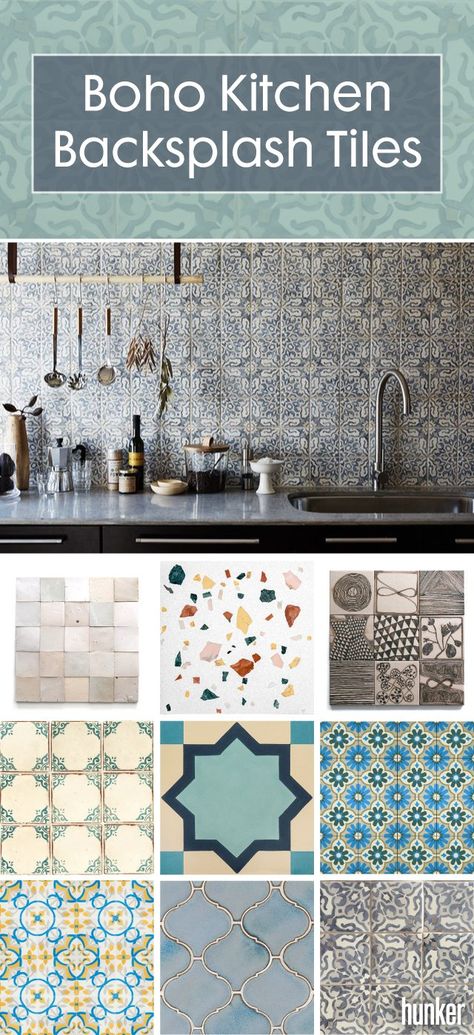 So many beautiful patterned tiles out there that can transform your kitchen into the perfect bohemian heaven! Here are just a few of our favorites for your perfect boho kitchen backsplash. Boho Kitchen Backsplash, Trendy Kitchen Tile, Patterned Tiles, Bohemian Kitchen, Backsplash Tiles, Blue Cabinets, Galley Kitchen, Boho Kitchen, Kitchen Design Decor