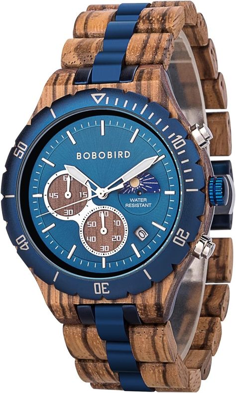 Amazon.com: BOBO BIRD Mens Quartz Wooden Watches Stainless Steel Red Sandalwood Alloy Wood Watch for Male Classic Function Wristwatch Chronograph Luminous Hands (Blue) : Clothing, Shoes & Jewelry Red Sandalwood, Wooden Watches For Men, Wooden Watches, Night Date, Blue Clothing, Wooden Gift Boxes, Big Face, Wooden Watch, Wooden Gifts