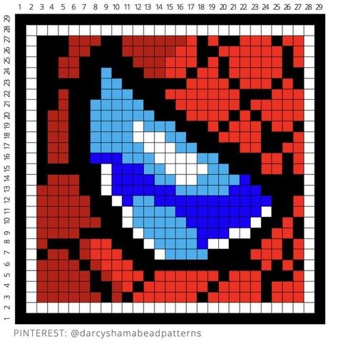 Spider Man Grid Drawing, Spiderman Graph Paper, Spider Man Grid Pattern, Pixel Art Pattern Spiderman, Spider Pixel Art, Avengers Pixel Art, Spiderman Perler Beads, Pixel Art Hard, 32x32 Pixel Art Grid