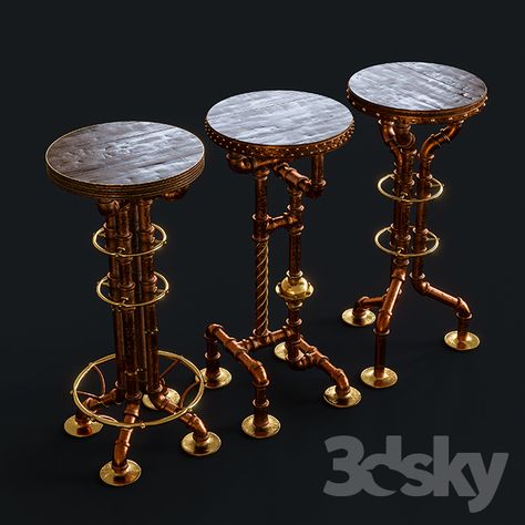 Steampunk Stools Steampunk Chair, Steampunk House Interiors, Steampunk Cafe, Steampunk Interior Design, Steampunk Office, Steampunk Bar, Steampunk Rooms, Steampunk Interior, Industrial Living Room Design