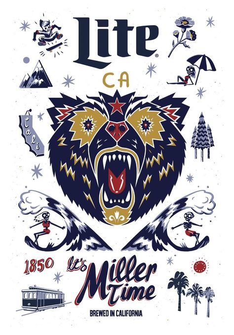 Miller Lite Limited Edition California Can | Communication Arts Cattle Barons Ball, Beer Illustration, Beer Ads, Beer Ad, Beer Poster, Can Art, Miller Lite, Art To Try, Communication Art