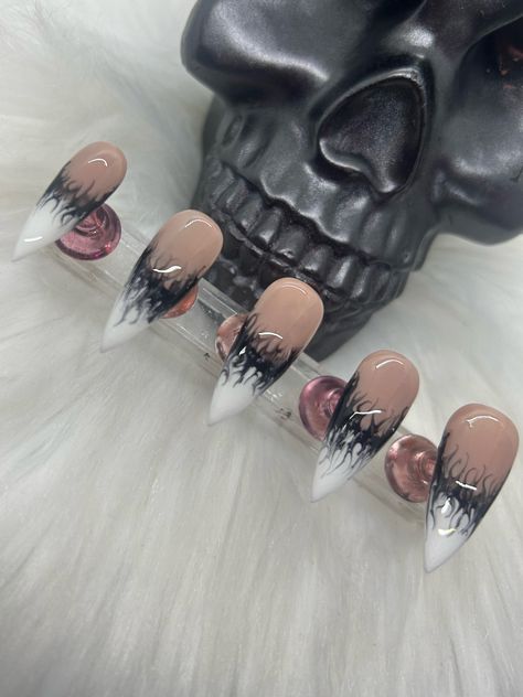 NEW Witchy French Glossy Goth Vampire French Manicure Nails white French Gothic Luxury Gel Press on Nails/vamp Nails/vampire Gothic Nail - Etsy Vamp Nails, Gothic Luxury, Vampire Gothic, French Gothic, Goth Vampire, Gel Press On Nails, Stunning Nails, Long Stiletto, French Manicure Nails