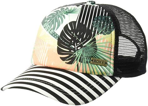 Amazon.com: Roxy Women's Water Come Down Trucker Hat, jet black crazy victoria POPSURF 1SZ: Clothing Vacation Must Haves, Family Beach Trip, Sandals Beach, Roxy Women, Weird Shapes, Heart Logo, Womens Baseball Cap, Summer Chic, Foot Jewelry