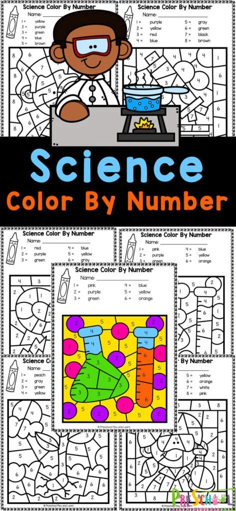 If your pre-k kids are working on number recognition, you will love these preschool number worksheets where children will color by code to reveal a fun science picture. These free printable science color by number work on numbers and strengthening fine motor skills too. Use these preschool color by number with preschoolers, kindergartners, and grade 1 students! Simply print pre-k color by number and youa re ready to play and learn with an engaging activity for children. Stem Coloring Pages Free Printable, Science Coloring Pages Free Printable, Color By Code Free Printable, Science Worksheets For Preschool, Science Worksheets For Grade 1, Kindergarten Science Worksheets, Stem Worksheets, Science Worksheets For Kindergarten, Color By Number Printable Free