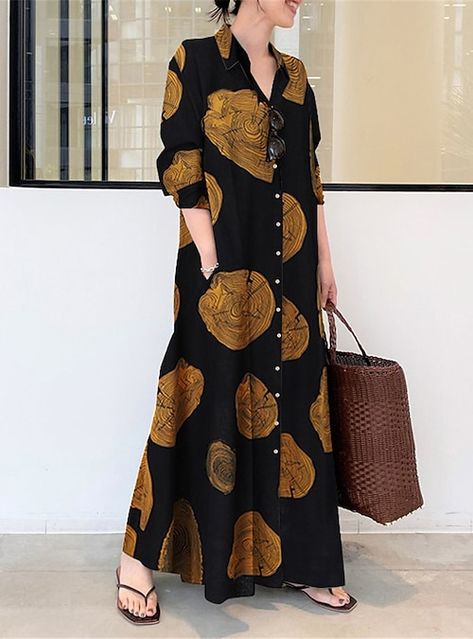 Mode Prints, Button Maxi Dress, Casual Maxi Dress, Long Linen Dress, Salwar Kamiz, Womens Fall Dress, Maxi Shirt Dress, Maxi Dress Cotton, Dress Shirts For Women