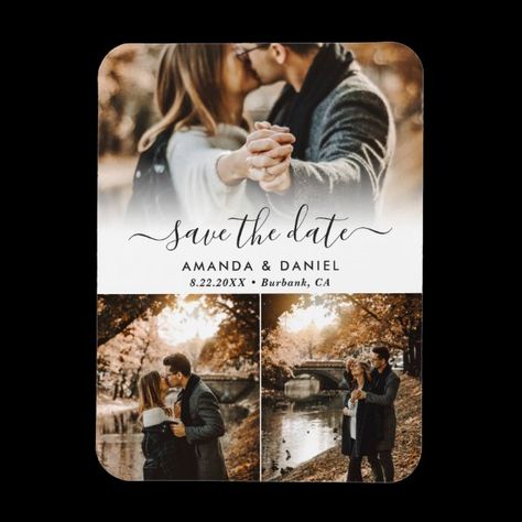 Photo Collage Wedding Save The Date Magnet Sabe The Date, Photo Collage Wedding, Wedding Magnet, Modern Save The Dates, Date Photo, Photo Save The Date, Save The Date Photos, Save The Date Postcards, Save The Date Magnets