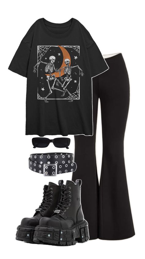 Black is my happy color Band Tee Outfits, Everyday Outfit, Tee Outfit, Alternative Outfits, Character Outfits, Band Tees, Types Of Fashion Styles, Everyday Outfits, Cool Girl