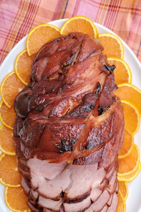 Baked Ham with Pomegranate Molasses Glaze - | Bakersbeans (Wanda Baker) Pomegranate Molasses Uses, Molasses Uses, Pomegranate Molasses Recipe, Molasses Glaze, Molasses Recipes, Spiral Ham, Grilled Halloumi, Thanksgiving 2024, Pomegranate Molasses