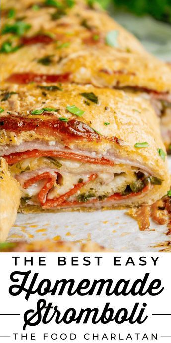 Ham And Cheese Stromboli Recipe, Stromboli Dough Recipe, How To Make Stromboli, Pizza With Mozzarella, Easy Stromboli, Stromboli Recipe Easy, Homemade Stromboli, Salami Recipes, Pizza Buffet