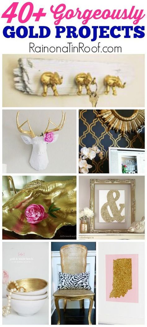 Gold is back, baby! And in a big way! Here are 40+ gold home decor projects that you can do all on your own! Easy Diys, Diy Gold, Gold Home Decor, Gold Diy, Home Decor Projects, Easy Home Decor, Décor Diy, Decor Minimalist, Diy Home Crafts