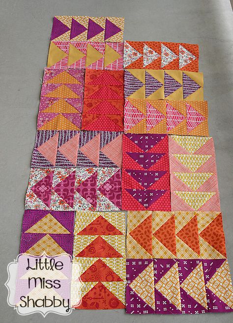 Abundance of Geese – Coriander Quilts Large Quilt Blocks Patterns Free, Geese Quilt, Flying Geese Quilt, Nancy Zieman, Colorful Sunset, Quilt Modernen, Pretty Quilt, Jewel Colors, Triangle Quilt