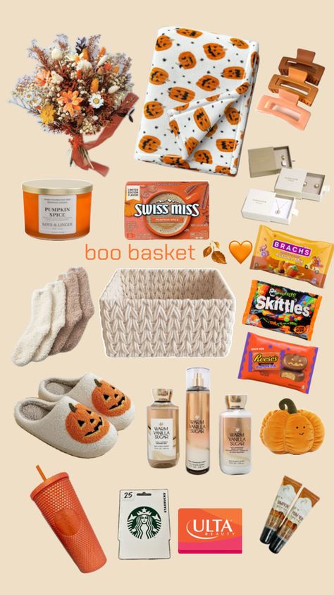 #basket #boobasket #giftideas #giftideasforher #girlfriend #gift #fall #autumn #boobasket #pinterest #inspo #inspiration Boo Basket Ideas For Girlfriend, Boo Basket Ideas For Best Friend, Cake Gift Basket, Halloween Sleepover, Halloween Gift Baskets, Cute Group Halloween Costumes, Boyfriend Gift Basket, Halloween Food Treats, Halloween Baskets