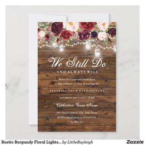 Floral Lights, Wedding Vow Renewal Ceremony, Wedding Vow Renewal, Vow Renewal Invitations, Renewal Wedding, Vow Renewal Ceremony, Wedding Renewal Vows, Burgundy Wedding Invitations, String Lights Wedding