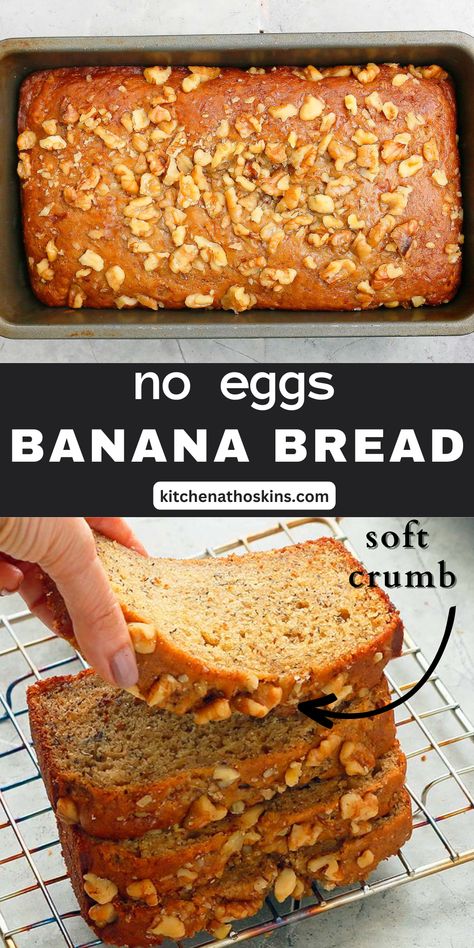 Egg Less Banana Bread, Banana Bread Recipe Eggless, Egg Free Banana Bread, Banana Recipes Without Eggs, Eggless Bread Recipes, No Egg Banana Bread, Banana Bread Recipe No Eggs, Eggless Banana Bread, Banana Recipes Eggless