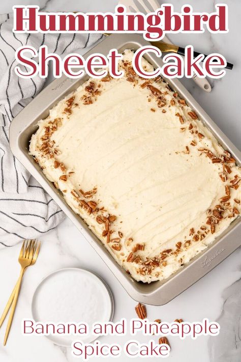 Hummingbird Sheet Cake Recipe Southern Living, Chocolate Hummingbird Cake, Hummingbird Cake In 9x13 Pan, Hummingbird Sheet Cake Recipe, Hummingbird Sheet Cake, Desert Board, Homemade Cream Cheese Frosting, Hummingbird Cake Recipes, Homemade Cream Cheese