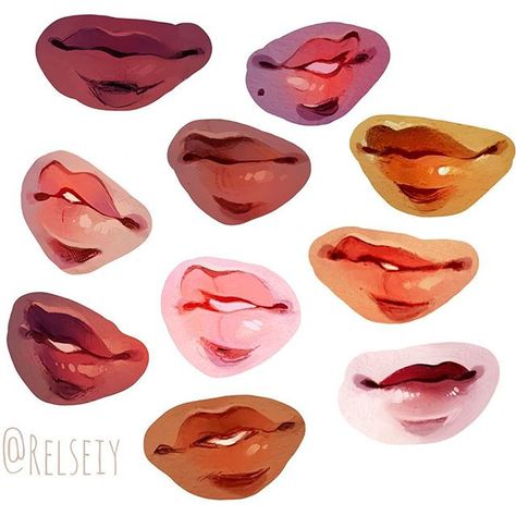 Lips from my illustrations! I did this for eyes a while ago so i felt like i should for lips too! And i've been asked to do a lip tutorial?? Should i?? .  .  I didn't want to ask which one is your fav again, i feel like i do that way too much now but feel free to mention which one you like!! Also im glad there is variety in colours but i need more variety in lip shapes too, also i need to draw wider smiles more Lip Tutorial, Mouth Drawing, Lips Drawing, Arte Sketchbook, Anatomy Drawing, Digital Painting Tutorials, For Eyes, Anatomy Art, Digital Art Tutorial