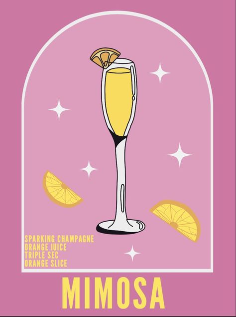 Doses And Mimosas Poster, Alcohol Art Drinking, Drink Wall Prints, Trendy Alcohol Posters, Preppy Alcohol Prints, Cute Alcohol Posters, Alcohol Prints Wall Art, Aesthetic Drink Poster, Drink Recipe Poster