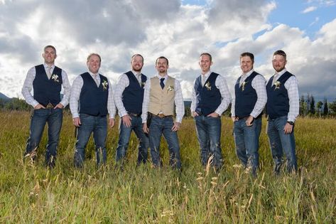 Casual Groomsmen Groomsmen In Vests, Country Blue Wedding, Country Wedding Groomsmen, Navy Blue Groomsmen, Casual Groomsmen, Groomsmen Vest, Blue Groomsmen, Blue Wedding Decorations, Wedding Vest