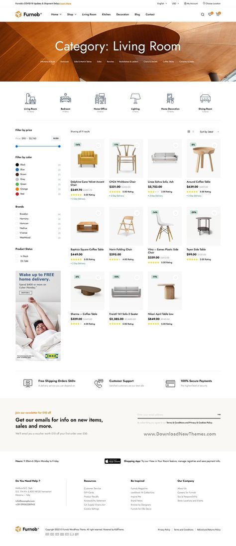 Furnob - Furniture Store WooCommerce Theme is a clean, elegant and modern design responsive premium WooCommerce WordPress theme for furniture, home decor, interior and woodwork beautiful online store professional multi-vendor eCommerce websites with 6+ niche homepage layouts, 15+ pre-designed inner pages and tons of amazing features. It is developed by KlbTheme one of the elite author on themeforest marketplace to download now & live preview click on image 👆 Furniture Ecommerce Web Design, Woo Commerce, Ui Website, Footer Design, Ecommerce Websites, Furniture Website, Ecommerce Web Design, Ui Design Website, Ecommerce Web