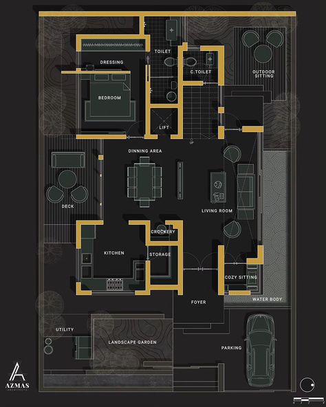 WEEKEND HOME MINIMAL DARK PLAN RENDER • 2 / 3 • . . . . . . . . . . . . . . . . . . . PLANNING/DESIGN: INSPIRED FROM PINTEREST… | Instagram 1bhk Plan Layout, 60x90 House Plan, Residence Plan Architecture Design, 1 Bhk Plan Layout, Architecture Floor Plan Presentation, 1 Bhk House Plan, 1bhk House Plan, Residential Floor Plan, Plan Render