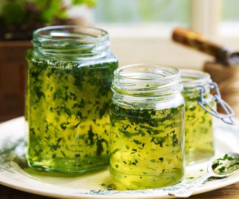 Mint jelly | Australian Women's Weekly Food Apple Mint Jelly Recipe, Mint Jelly Recipe, Chicken Rissoles, Apple Mint, Jelly Recipe, Mint Sauce, Jam And Jelly, Jelly Recipes, Fresh Mint Leaves