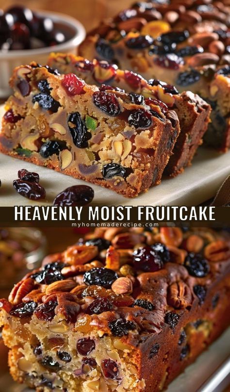 For those who adore a rich and moist fruitcake, this Heavenly Moist Fruitcake is the perfect treat. Bursting with a variety of dried fruits and nuts, and enhanced with the subtle flavors of cinnamon and nutmeg, this cake is a delightful addition to any celebration or simply enjoyed with a cup of tea. The secret to its moist texture lies in the balance of ingredients, particularly the orange juice that keeps the cake tender and flavorful. Boiled Fruitcake Recipe, Light Fruitcake Recipe, Mixed Fruit Recipes Baking, Dried Fruit Decorations Cake, Fruit And Nut Cake Recipe, Rich Moist Fruit Cake Recipe, Italian Fruit Cake Recipe, Easy Fruit Cake Recipe 3 Ingredients, Fruit Bundt Cake Recipes