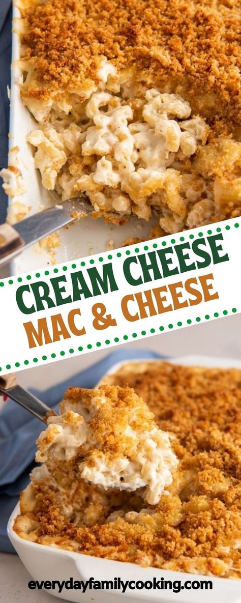 A classic mac and cheese is the ultimate comfort food! This recipe uses three flavorful cheeses, including cream cheese, to seriously boost the yum factor of this homemade recipe. It's sure to be a hit everywhere you go since mac & cheese is a fan favorite and this recipe is done in under and hour! Max And Cheese With Cream Cheese, Macaroni With Cream Cheese, Easy Mac And Cheese Recipe With Cream Cheese, Mac And Cheese Made With Cream Cheese, Baked Macaroni And Cheese With Cream Cheese, Things To Add To Mac And Cheese, Macaroni And Cheese Cream Cheese, Homemade Mac And Cheese Recipe With Cream Cheese, Mac And Cheese With Cream Cheese Recipe