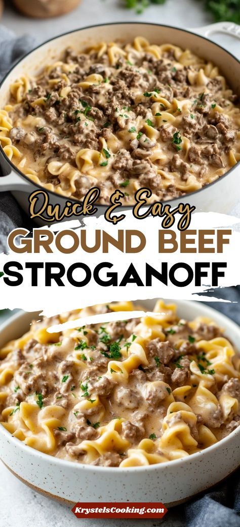 Easy Ground Beef Stroganoff Recipe: Discover the best stovetop dinner idea! This authentic and flavorful dish is perfect for busy weeknights. Quick, simple, and satisfying! One Pan Stroganoff, Quick Stroganoff Recipe, Ground Beef Recipes Stroganoff, Beef Stroganoff Recipe Ground Beef, Poor Mans Beef Stroganoff, One Pot Stroganoff Recipe, Healthy Fall Ground Beef Recipes, Easy Homemade Beef Stroganoff, Stove Top Stroganoff Recipe