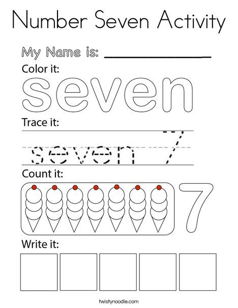 Number Seven Worksheet, Number Seven Activities For Preschool, Colour Worksheet, Worksheet Numbers, Community Helpers Worksheets, English Poems For Kids, Handwriting Worksheets For Kids, Shapes Worksheet Kindergarten, Number Coloring Pages