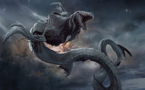 Leviathan, Mircea Nicula on ArtStation at https://www.artstation.com/artwork/W2LXmX Leviathan Demon, Demon Concept Art, Creature Artwork, Fantasy Beasts, Cosmic Horror, Monster Concept Art, Creature Drawings, Alien Creatures, Fantasy Monster