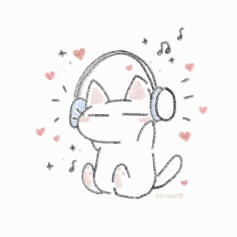 Music Doodles Aesthetic, Cat Cute Aesthetic, Music Doodles, Doodle Aesthetic, Doodles Aesthetic, Music Doodle, Cat Music, Aesthetic Music, Cat Cute