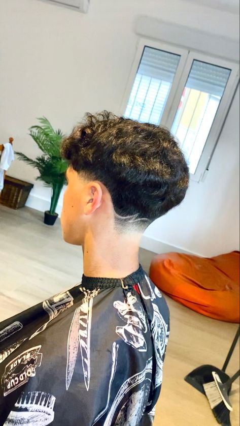 Low Taper Curly Hair Design, Low Mid Fade Curly Hair, Best Edgar Haircuts, Fade With Letter Design Hair, Mid Taper Fade With Design, Small Taper Design, Low Taper Back Design, Simple Taper Design, Fades With Designs Haircut