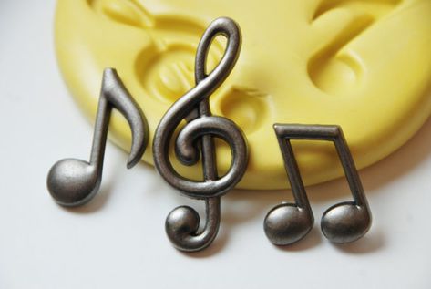 Music Cupcakes, Music Notes Decorations, Music Cakes, Music Cake, Fondant Cupcake Toppers, Chocolate Candy Molds, Fondant Decorations, Fondant Silicone Molds, Polymer Crafts