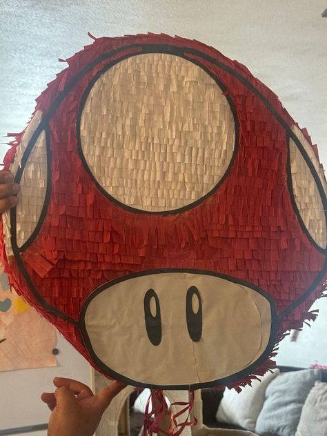 3 foot Mario mushroom piñata using cricut Mushroom Piñata, Using Cricut, Holiday Table Settings, Cricut Machine, I Will Show You, Mario Mushroom, Holiday Tables, Pretty Good, Step By Step