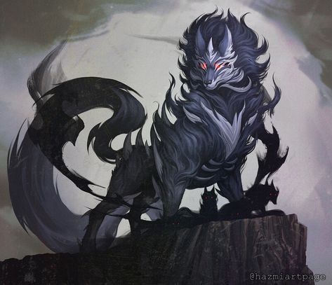 ArtStation - Inuyari | Nat19 Mythical Gods, Dnd Monster, Mystic Art, Shadow Creatures, Monster Ideas, Wolf Character, Fantasy Wolf, Beast Creature, Creatures Art