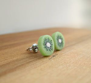 Turquoise Cupcakes, Kiwi Earrings, Kiwi Slice, Cupcake Jewelry, Pink Doughnuts, Apple Earrings, Fruit Jewelry, Food Jewelry, Tiny Earrings