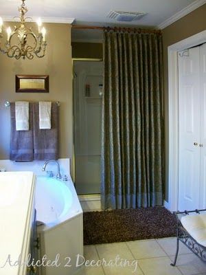 Tall Shower Curtains, Small Remodel, Unique Shower Curtain, Custom Shower Curtains, Shower Surround, Perfect House, Bath Ideas, Door Makeover, Glass Shower Doors