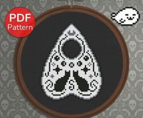 Witch Cross Stitch Pattern, Witch Cross Stitch, Ouija Planchette, Cat Cross Stitches, Halloween Cross Stitch Patterns, Subversive Cross Stitch, Pattern Cat, Halloween Cross Stitches, Perler Patterns