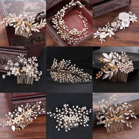 Hair Styal, Jewelry Headpiece, Gilded Glamour, Bridal Hair Combs, Jewelry 2024, Bride Hair Jewelry, Pearl Hair Comb, Pearl Hair Combs, Bridal Styles