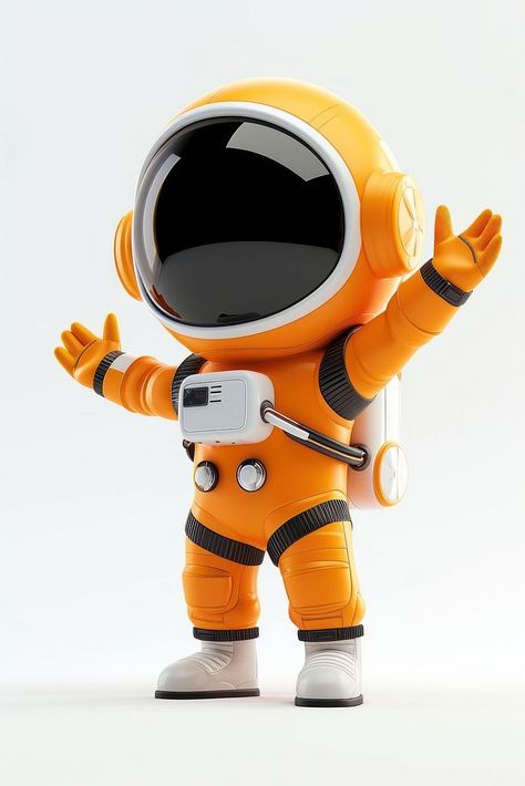 Orange suit astronaut robot toy white background. | premium image by rawpixel.com / Tung Robot Toy Design, Orange Astronaut, Astronaut Mascot, Space And Astronaut, Astronaut Character, Astronaut Images, Rocket Ride, Robotic Toys, Space Theme Party